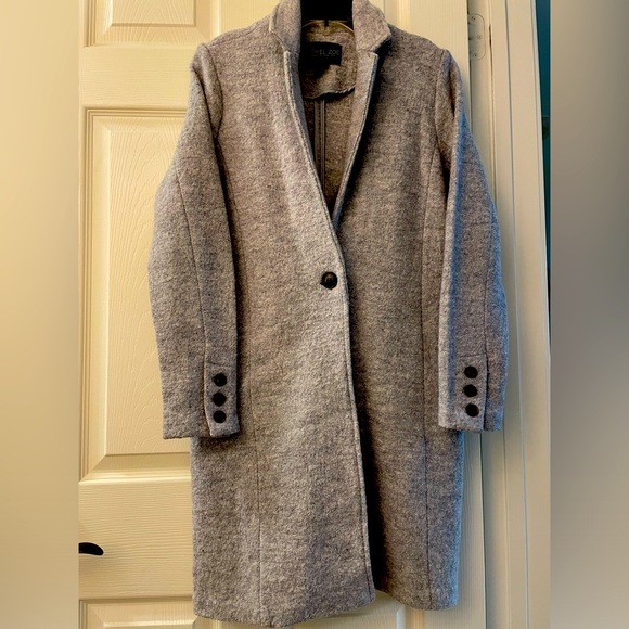 NWOT- Rachel Zoe Wool Blend Trench Style Coat Light Grey, Single Breasted SMALL - Picture 1 of 5